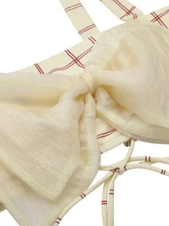 1950s Bowknot Plaid Mesh Patchwork Swimsuit -Retro Pulse Shop SCX001279 4