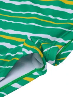 Green 1930s Stripe Off-Shoulder Halter Swimsuit -Retro Pulse Shop SCX001299 6