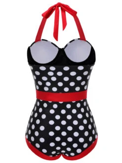 Black & Red 1950s Dots Halter Swimsuit -Retro Pulse Shop SCX001311 2