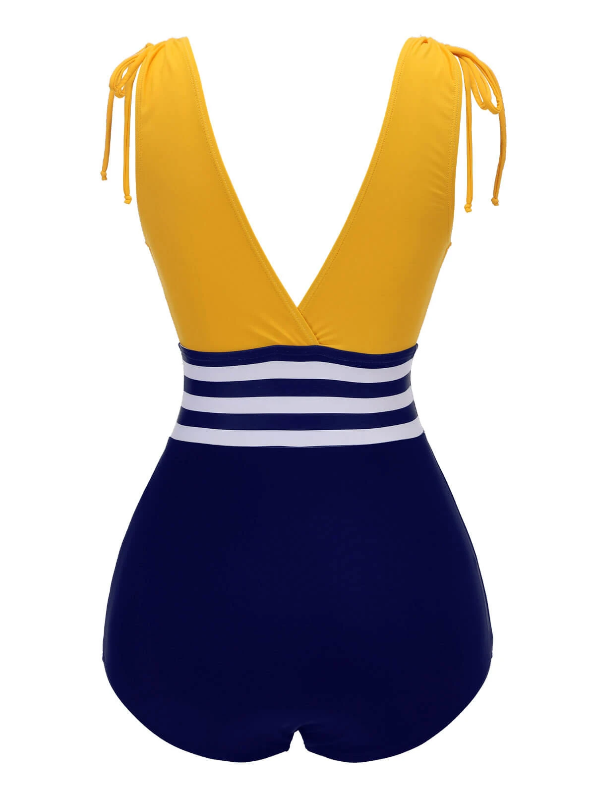 Yellow & Blue 1950s Striped Lace-Up Swimsuit 6 Yellow & Blue 1950s Striped Lace-Up Swimsuit - Image 4