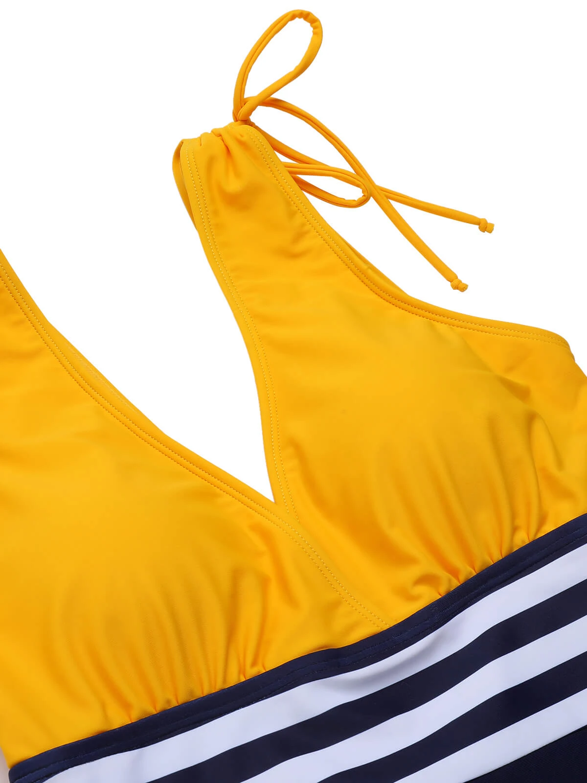 Yellow & Blue 1950s Striped Lace-Up Swimsuit 7 Yellow & Blue 1950s Striped Lace-Up Swimsuit - Image 5