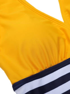 Yellow & Blue 1950s Striped Lace-Up Swimsuit 14 Yellow & Blue 1950s Striped Lace-Up Swimsuit -Retro Pulse Shop SCX001313 5