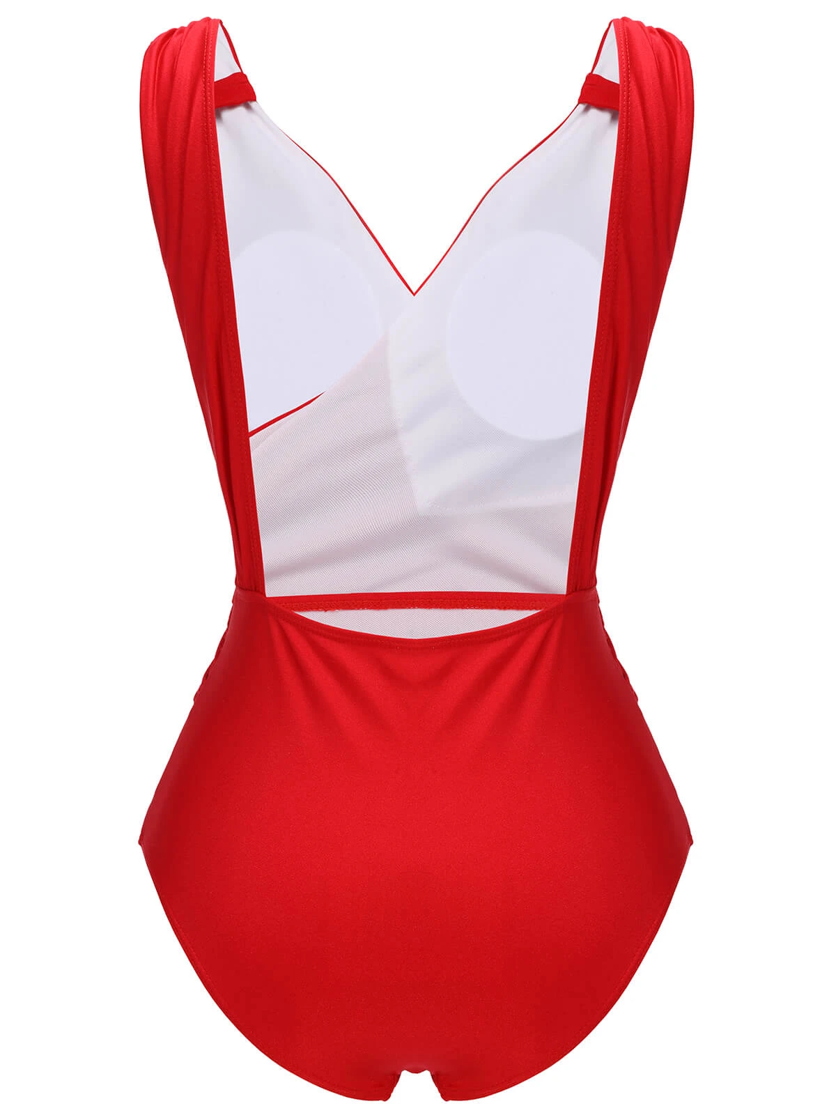 Red 1940s V-Neck Solid One-piece Swimsuit 6 Red 1940s V-Neck Solid One-piece Swimsuit - Image 4