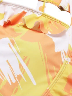 Yellow 1940s Painting Plants Lace-Up Swimsuit -Retro Pulse Shop SCX001343 5