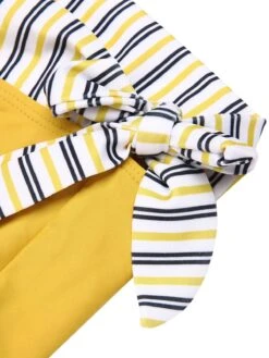 2PCS Yellow 1940s Striped Patchwork Swimsuit -Retro Pulse Shop SCX001383 6