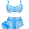 Blue 1950s Button Patchwork Swimsuit -Retro Pulse Shop SCX001400 1