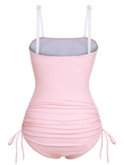 Pink 1940s Rose Strap One-piece Swimsuit -Retro Pulse Shop SCX001408 2