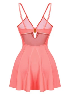 Pink 1940s Bow Strap One-piece Swimsuit -Retro Pulse Shop SCX001409 3