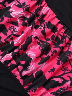 Black & Pink 1950s Floral Halter Swimsuit -Retro Pulse Shop SCX001422 5