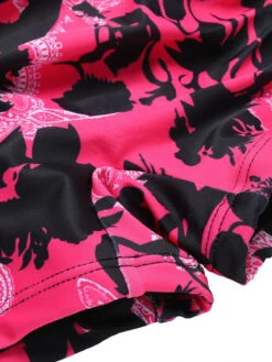Black & Pink 1950s Floral Halter Swimsuit -Retro Pulse Shop SCX001422 6