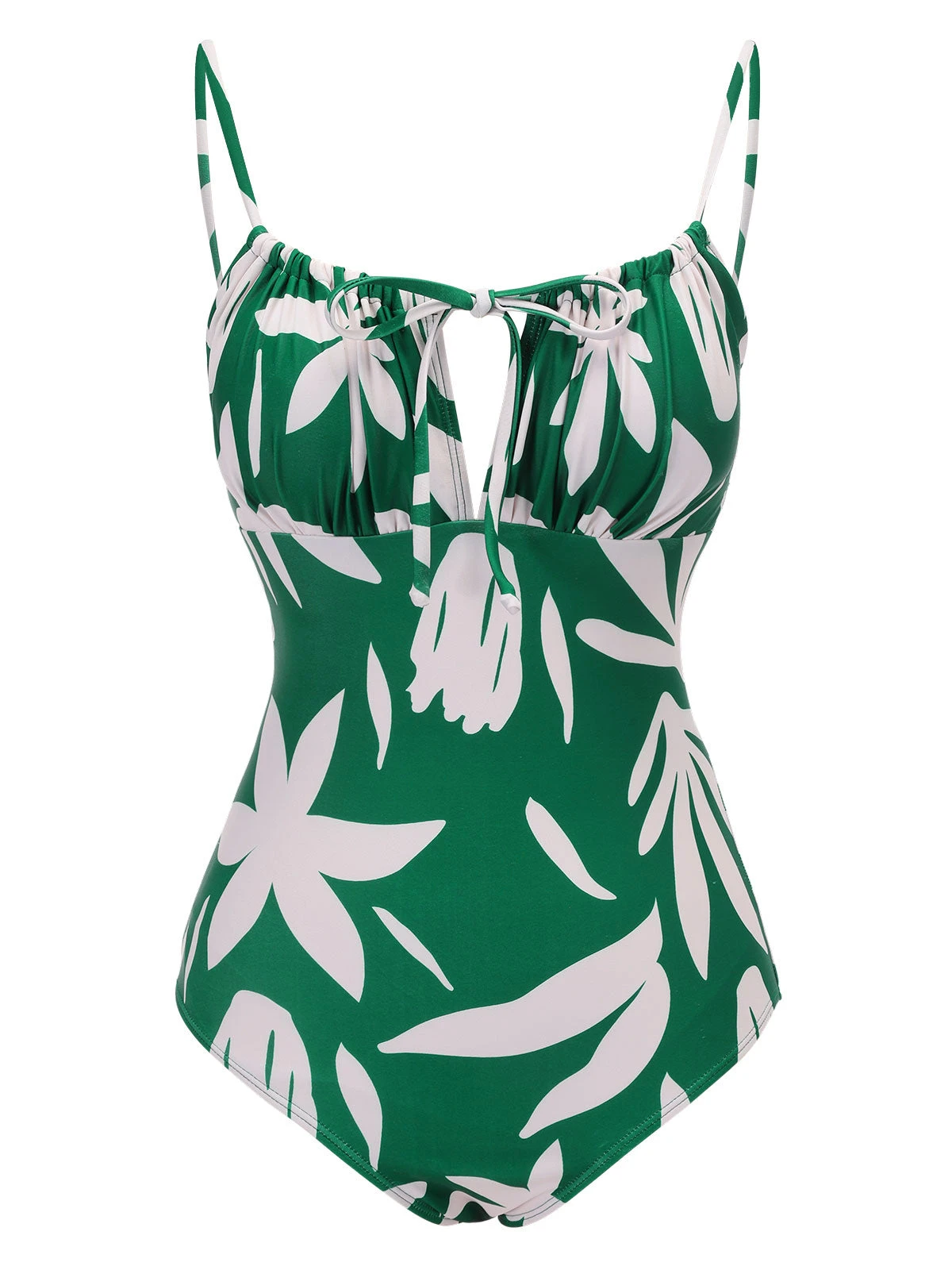 1960s Green Leaf Sleeveless Camisole Strap Swimsuit 6 1960s Green Leaf Sleeveless Camisole Strap Swimsuit - Image 4