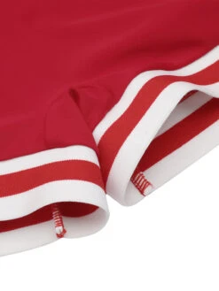 Red 1940s Solid Patchwork V-Neck Swimsuit -Retro Pulse Shop SCX001436 5