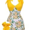 Yellow 1940s Floral Patchwork One-Piece Swimsuit 2 Yellow 1940s Floral Patchwork One-Piece Swimsuit -Retro Pulse Shop SCX001439 01 compressed