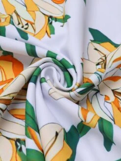 Yellow 1940s Floral Patchwork One-Piece Swimsuit -Retro Pulse Shop SCX001439 6 compressed