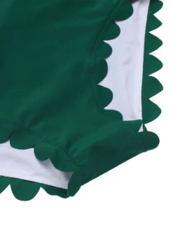 Dark Green 1940s Solid Halter One-piece Swimsuit -Retro Pulse Shop SCX001440 5