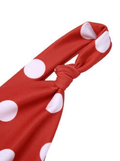 Red 1930s Polka Dot V-Neck Swimsuit -Retro Pulse Shop SCX001460 4