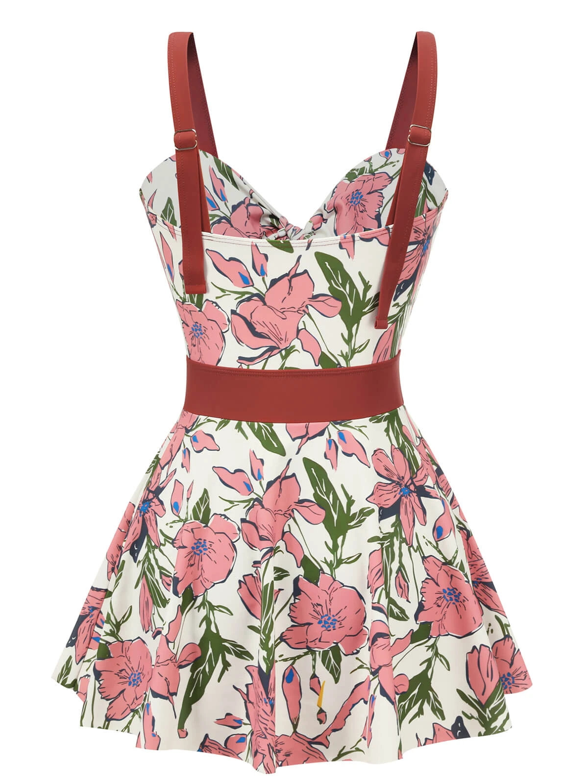 Pink 1940s Floral Strap One-Piece Swimsuit 6 Pink 1940s Floral Strap One-Piece Swimsuit - Image 4