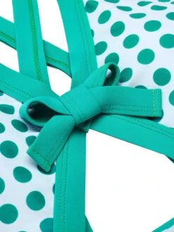 Green 1940s Polka Dot Bowknot One-Piece Swimsuit -Retro Pulse Shop SCX001481 4 compressed