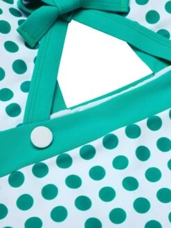 Green 1940s Polka Dot Bowknot One-Piece Swimsuit -Retro Pulse Shop SCX001481 5 compressed