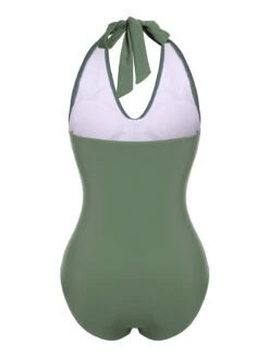 Green 1940s Floral Halter One-Piece Swimsuit -Retro Pulse Shop SCX001503 3 compressed