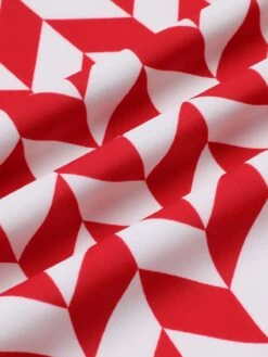 Red 1950s Diamond Plaid Heart Collar Swimsuit -Retro Pulse Shop SCX001506 5