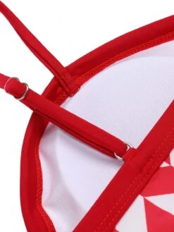 Red 1950s Diamond Plaid Heart Collar Swimsuit -Retro Pulse Shop SCX001506 6