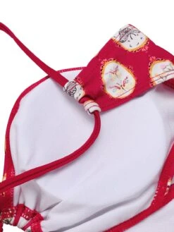 Red 1950s Strap Floral One-piece Swimsuit -Retro Pulse Shop SCX001507 4