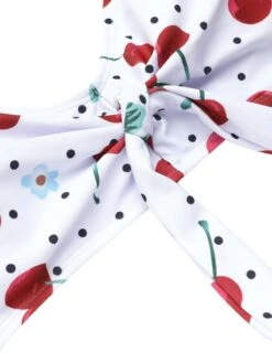 White 1950s Cherry Lace-Up Halter Swimsuit 13 White 1950s Cherry Lace-Up Halter Swimsuit -Retro Pulse Shop SCX001511 4 compressed