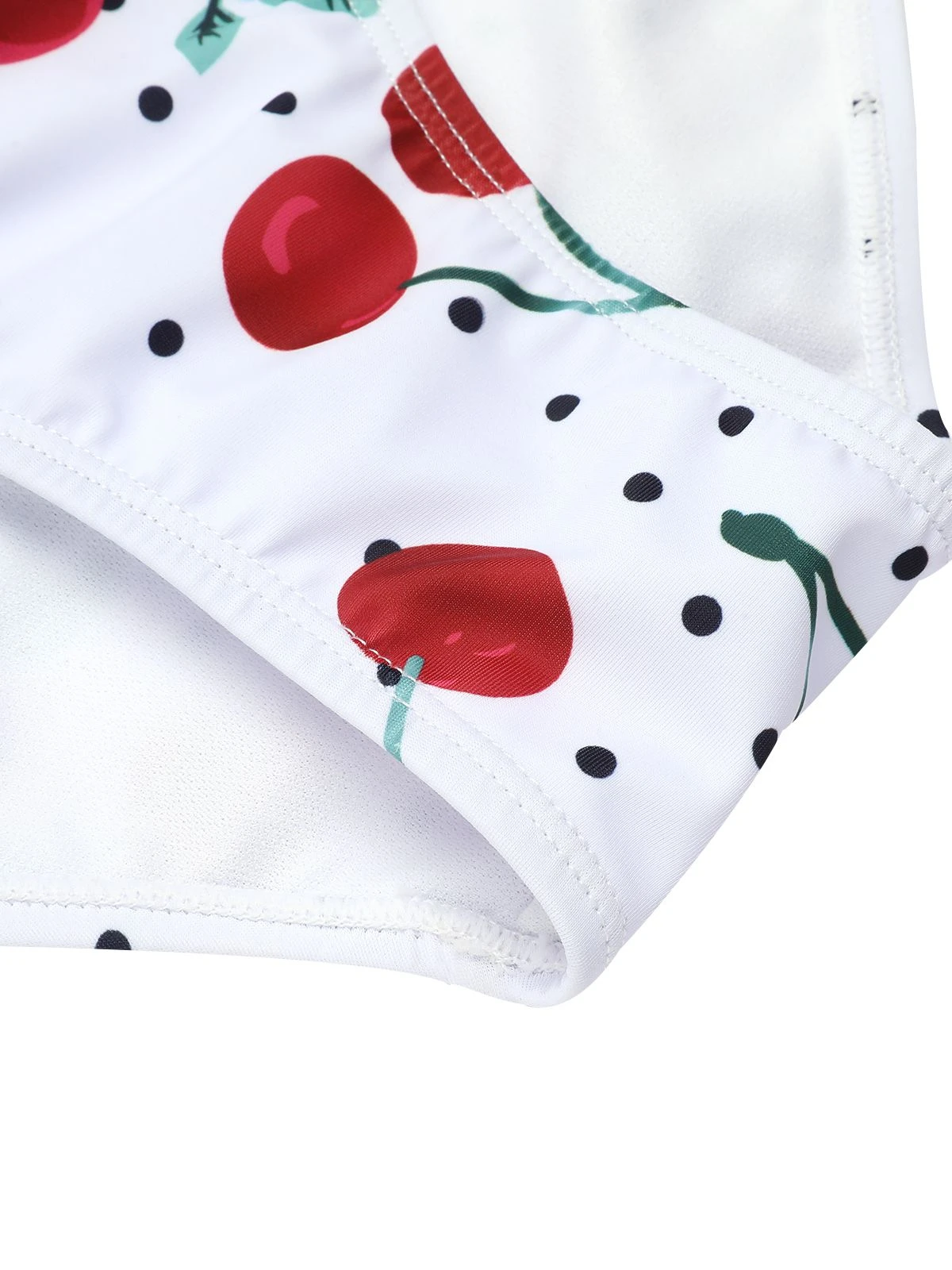 White 1950s Cherry Lace-Up Halter Swimsuit 8 White 1950s Cherry Lace-Up Halter Swimsuit - Image 6