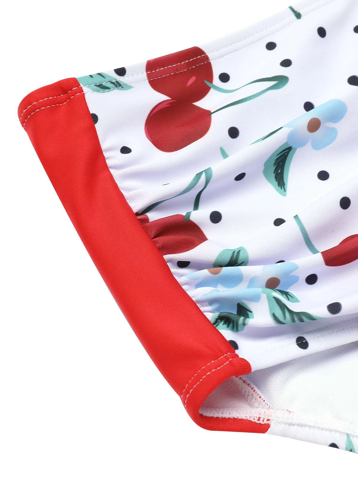 White 1950s Cherry Lace-Up Halter Swimsuit 9 White 1950s Cherry Lace-Up Halter Swimsuit - Image 7