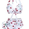 White 1950s Cherry Lace-Up Halter Swimsuit -Retro Pulse Shop SCX001511 7 compressed