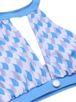 Blue 1940s Hole Collar Halter Swimsuit 13 Blue 1940s Hole Collar Halter Swimsuit -Retro Pulse Shop SCX001568 4