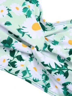 Green 1950s Daisy Strap Pleated Swimsuit -Retro Pulse Shop SCX001605 4 compressed