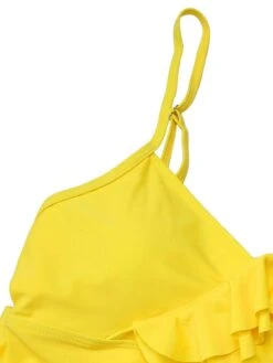 2PCS Yellow 1950s Sunflower Ruffles V-Neck Swimsuit -Retro Pulse Shop SCX001609 4 compressed
