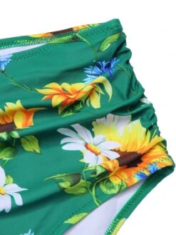 2PCS Yellow 1950s Sunflower Ruffles V-Neck Swimsuit -Retro Pulse Shop SCX001609 6 compressed