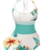 1950s Coconut Tree & Beach Patchwork Swimsuit 1 1950s Coconut Tree & Beach Patchwork Swimsuit -Retro Pulse Shop SCX001619 01
