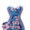 Blue 1950s Plaid&Floral Swimsuit -Retro Pulse Shop SCX001620 01 compressed