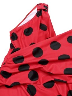 Red 1950s Polka Dots One-Piece Swimsuit -Retro Pulse Shop SCX001644 4 compressed