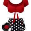 1950s Red & Black Polka Dot Halter Swimsuit 1 1950s Red & Black Polka Dot Halter Swimsuit -Retro Pulse Shop SCX001650 01