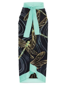 Black 1950s Dragonfly Lace-up Swimsuit & Cover-up -Retro Pulse Shop SCX001654 B 3