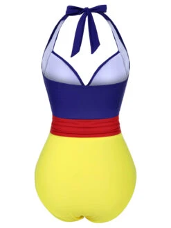 1950s Color Block Lace-Up Halter Swimsuit -Retro Pulse Shop SCXL000006 3