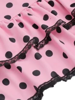 [Plus Size] Pink 1940s Polka Dots Hater Swimsuit -Retro Pulse Shop SCXL000007 5