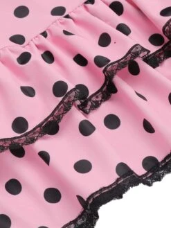 Pink 1940s Halter Polka Dots Bow One-Piece Swimsuit -Retro Pulse Shop SCXL000007 5 compressed