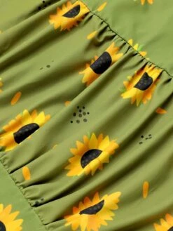 Green 1930s Sunflowers Halter Swimsuit -Retro Pulse Shop SCXL000008 5