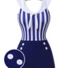 Navy Blue 1950s Striped Navy Collar Swimsuit -Retro Pulse Shop SCXL000012 01