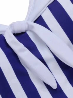 Navy Blue 1950s Striped Navy Collar Swimsuit -Retro Pulse Shop SCXL000012 4