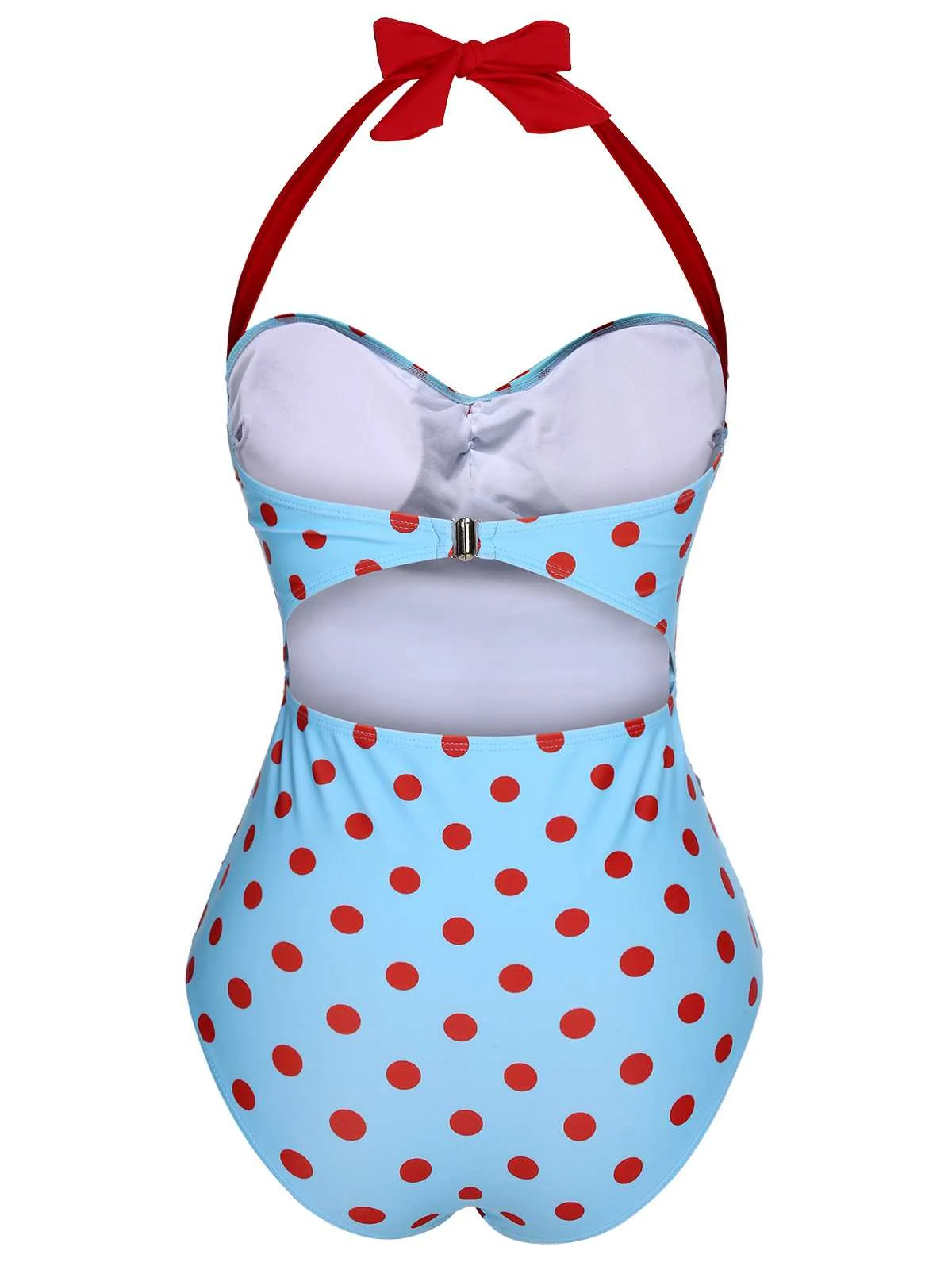 1940s Halter Contrast Polka Dots One-Piece Swimsuit 6 1940s Halter Contrast Polka Dots One-Piece Swimsuit - Image 4