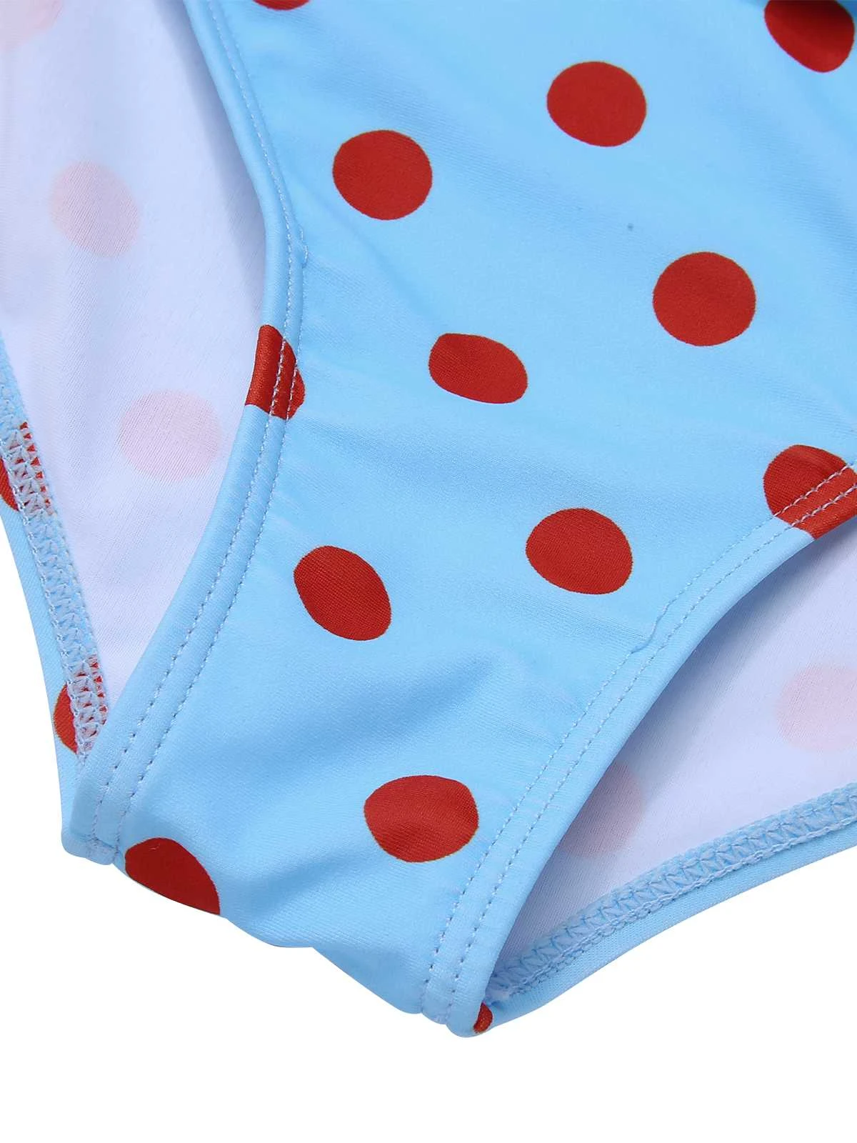 1940s Halter Contrast Polka Dots One-Piece Swimsuit 9 1940s Halter Contrast Polka Dots One-Piece Swimsuit - Image 7