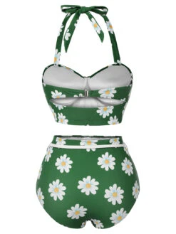 Green 1930s Daisy Halter Swimsuit -Retro Pulse Shop SCXL000014 3