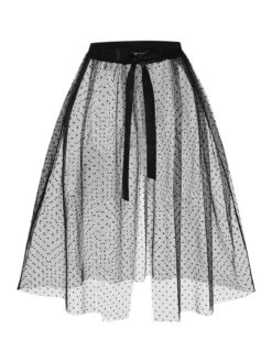 Black 1960s Polka Dots Mesh Cover-up -Retro Pulse Shop SCXL000015 1